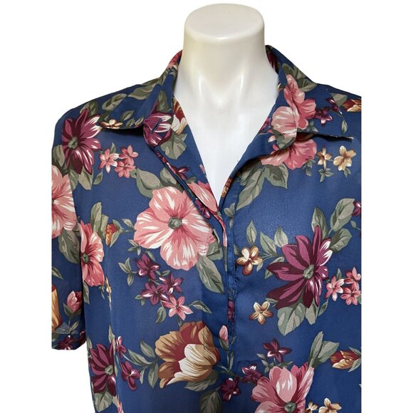 Alfred Dunner Womens 20W Sheer Floral Peplum Blouse 100% Polyester Cottagecore - Picture 4 of 9